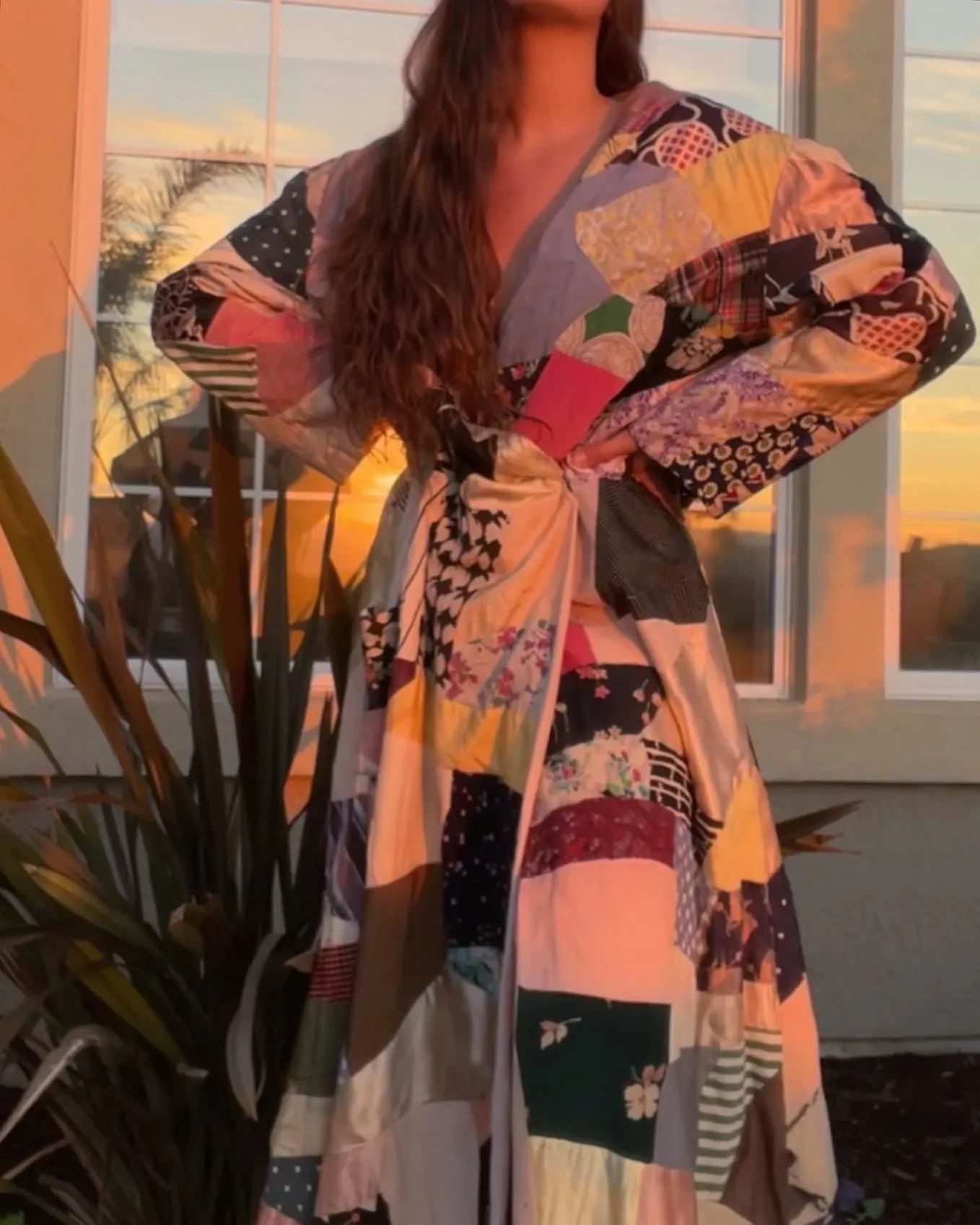 Late 1920s Handmade Silk Deco Crazy Quilt Dressing Gown
