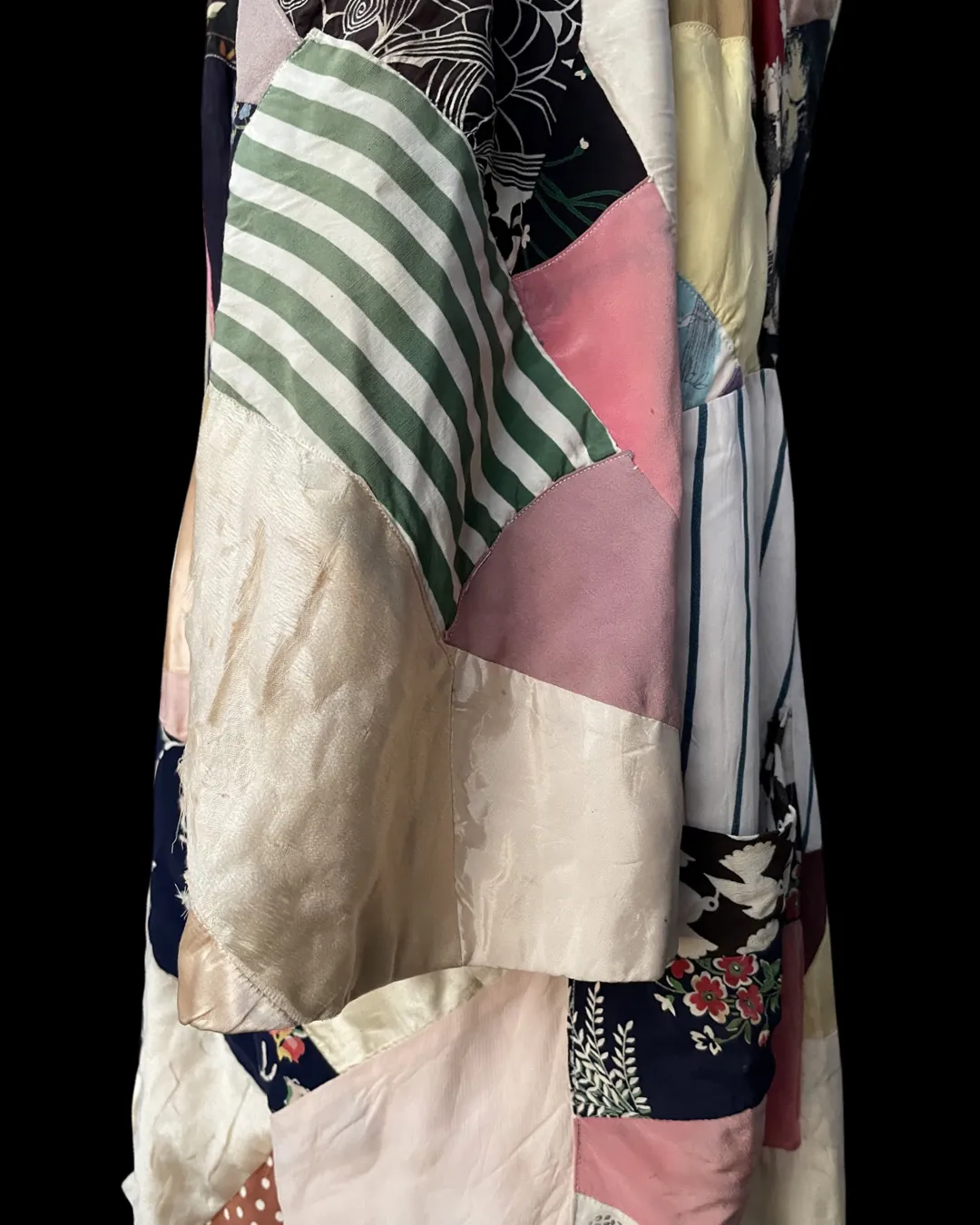 Late 1920s Handmade Silk Deco Crazy Quilt Dressing Gown