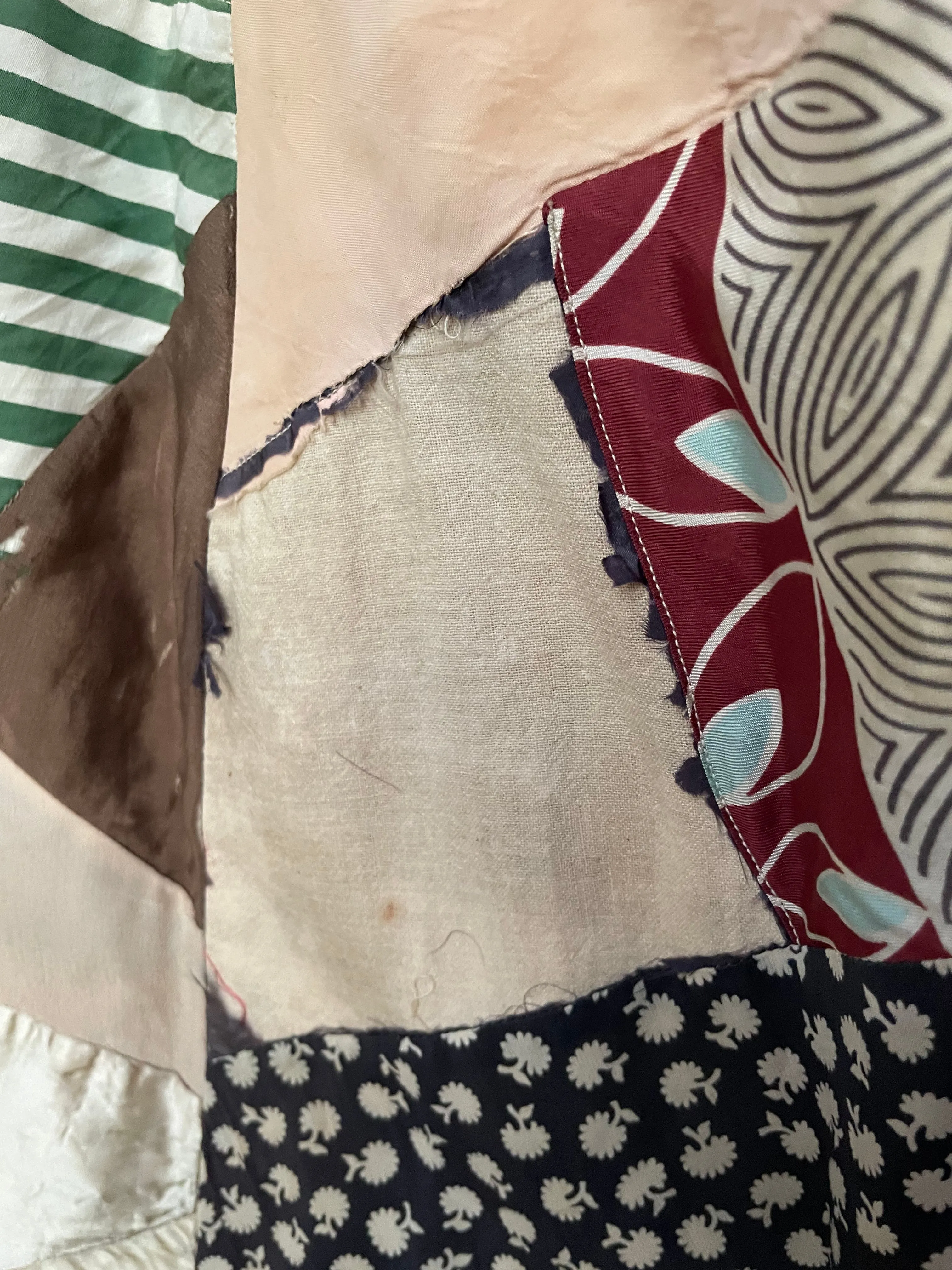Late 1920s Handmade Silk Deco Crazy Quilt Dressing Gown