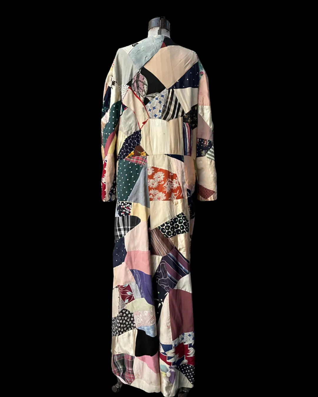 Late 1920s Handmade Silk Deco Crazy Quilt Dressing Gown