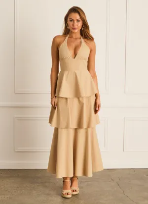 Latte Halter Neck Dress (SAMPLE)
