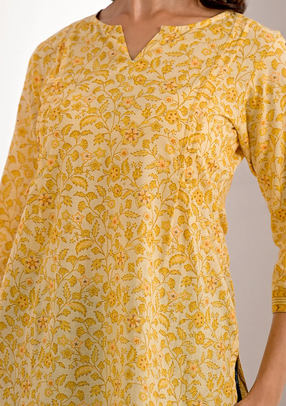 Lemon Floral Printed Kurti