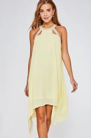 Lemon Halter Embroidered Dress