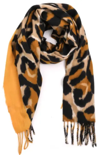 Leopard Printed Fringe Scarf