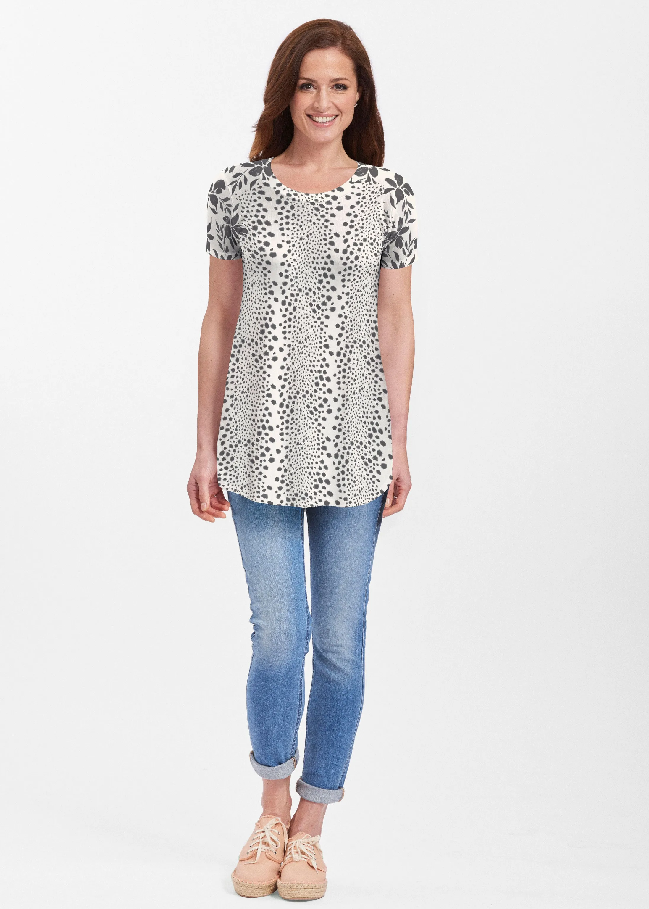 Leopard Rose (8018) ~ Short Sleeve Butterknit tunic