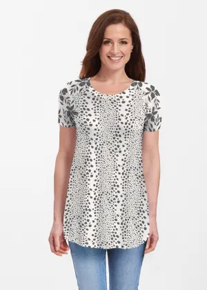 Leopard Rose (8018) ~ Short Sleeve Butterknit tunic