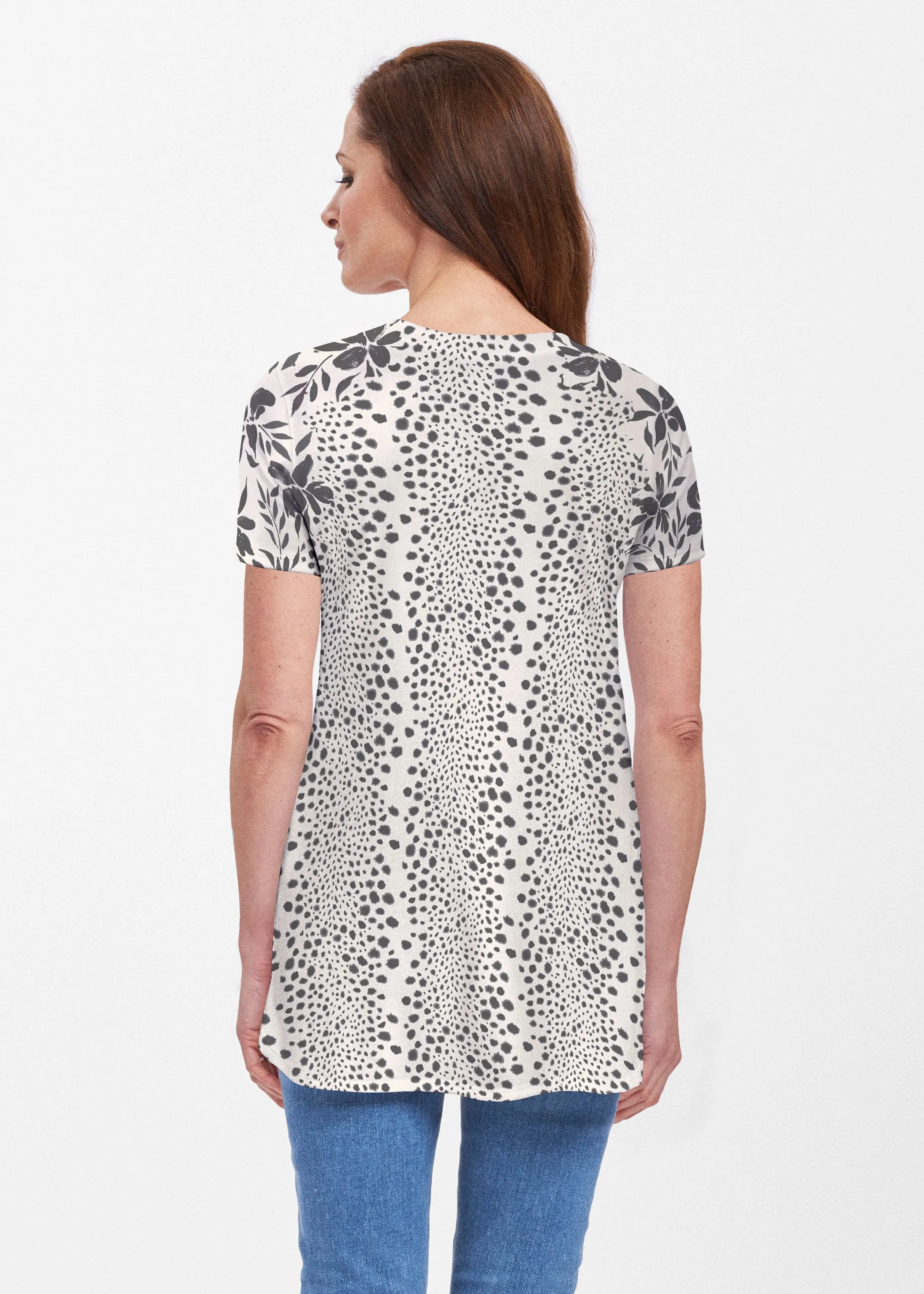 Leopard Rose (8018) ~ Short Sleeve Butterknit tunic