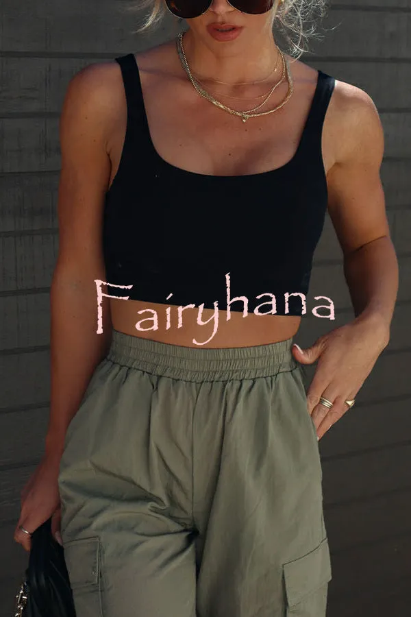 Let’s Rewind Nylon Elastic Waist Pocketed Cargo Pants