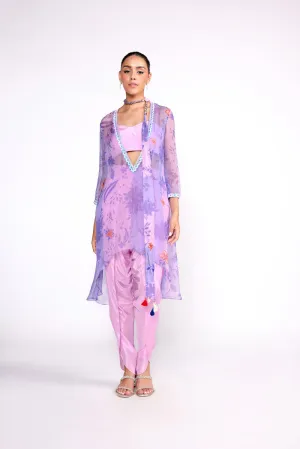 Lilac Assymetric Kurta Set