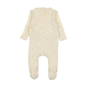 Lilette Printed Pointelle Wrap Footie - Milk/Taupe