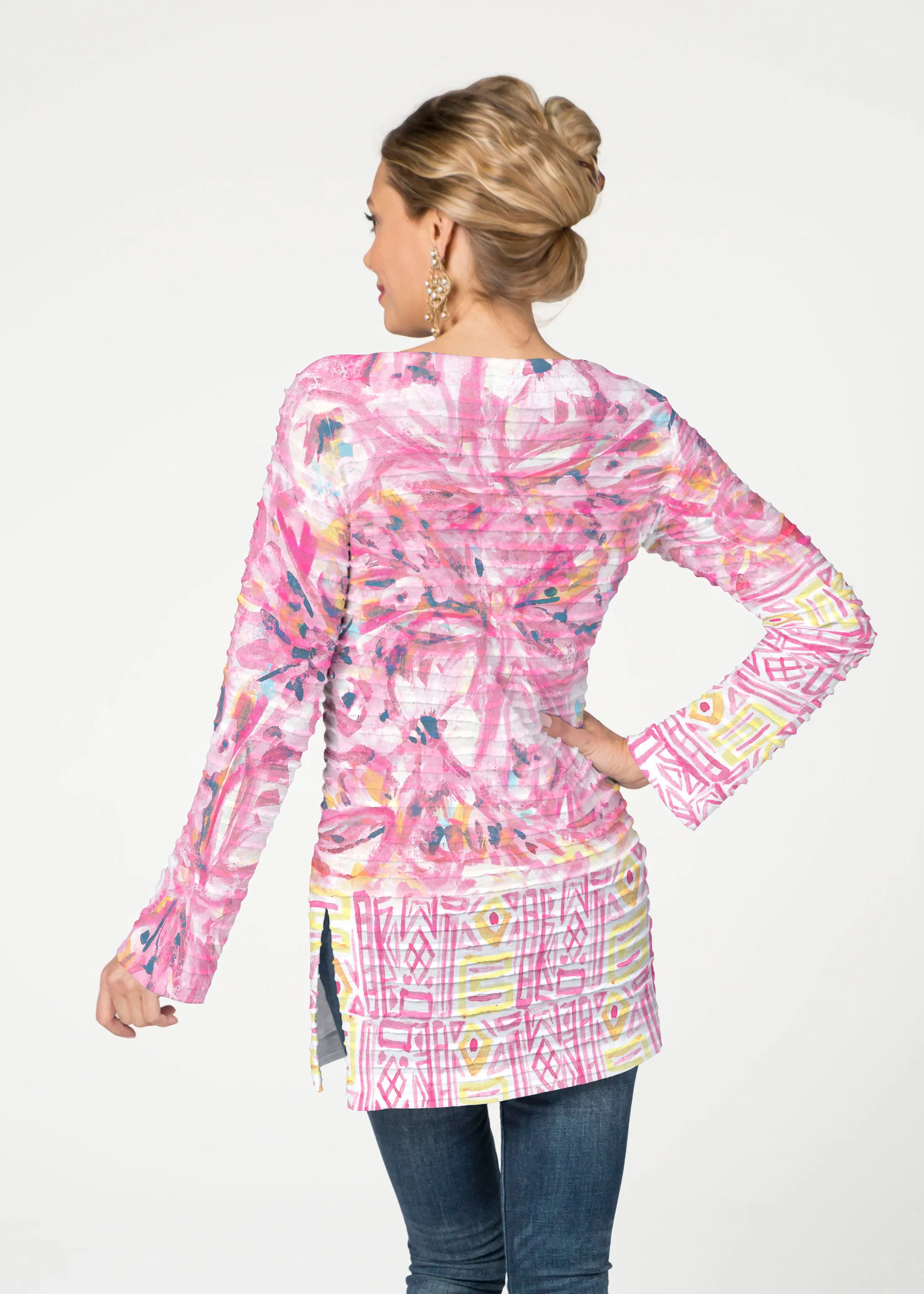 Lilly Pink (17250) ~ Banded Boatneck Tunic