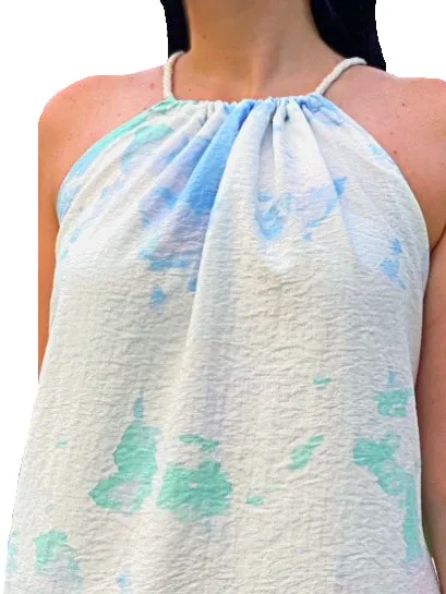 Linen Blend Halter Dress