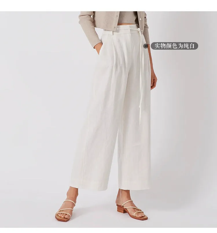 Linen Lace-Up Capri Pants