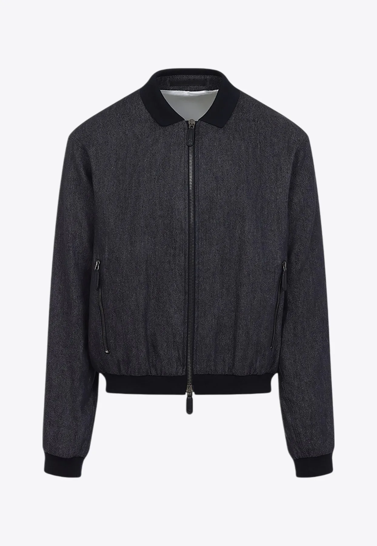 Linen Zip-Up Bomber Jacket