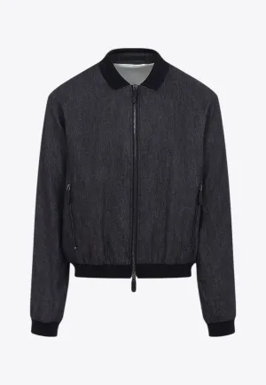 Linen Zip-Up Bomber Jacket