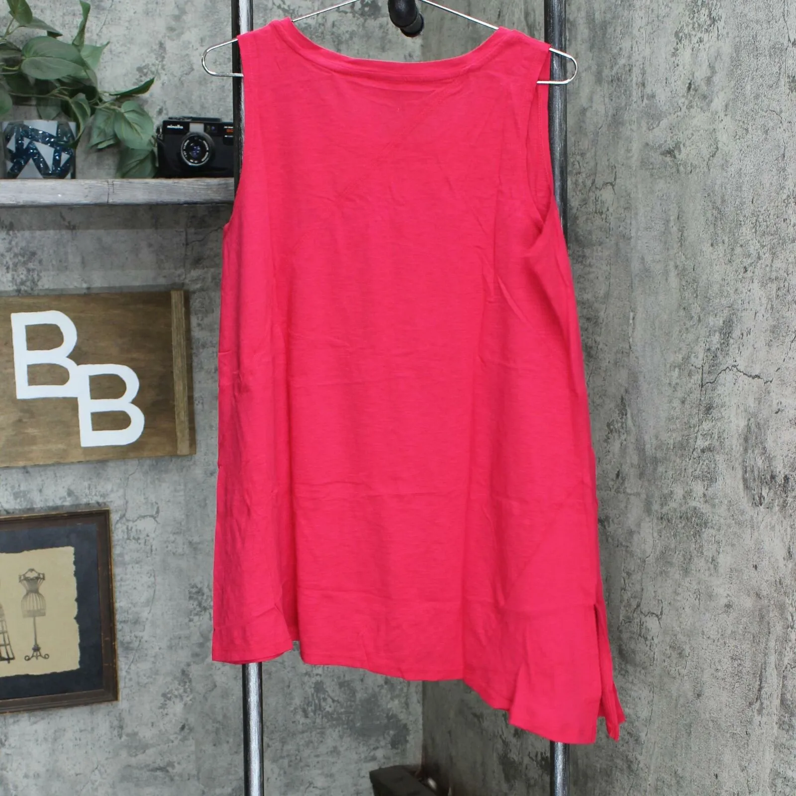 LOGO by Lori Goldstein Women's Cotton Modal Slub Tank Top with Rib Side Panel