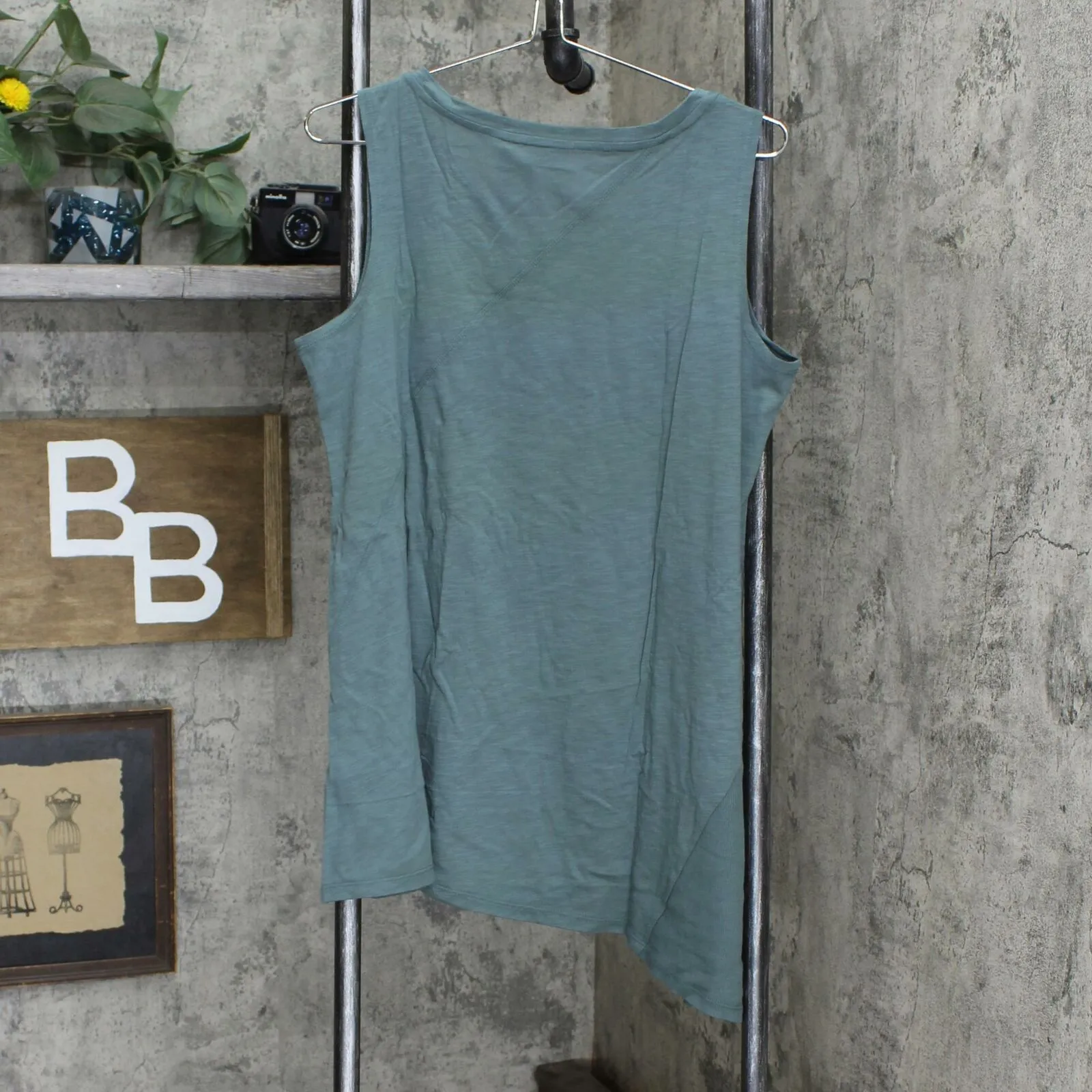 LOGO by Lori Goldstein Women's Cotton Modal Slub Tank Top with Rib Side Panel