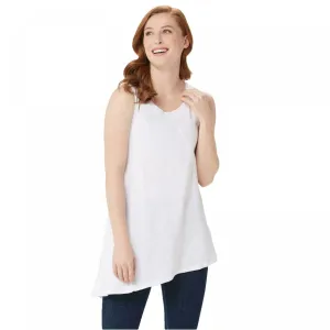 LOGO by Lori Goldstein Women's Cotton Modal Slub Tank Top with Rib Side Panel