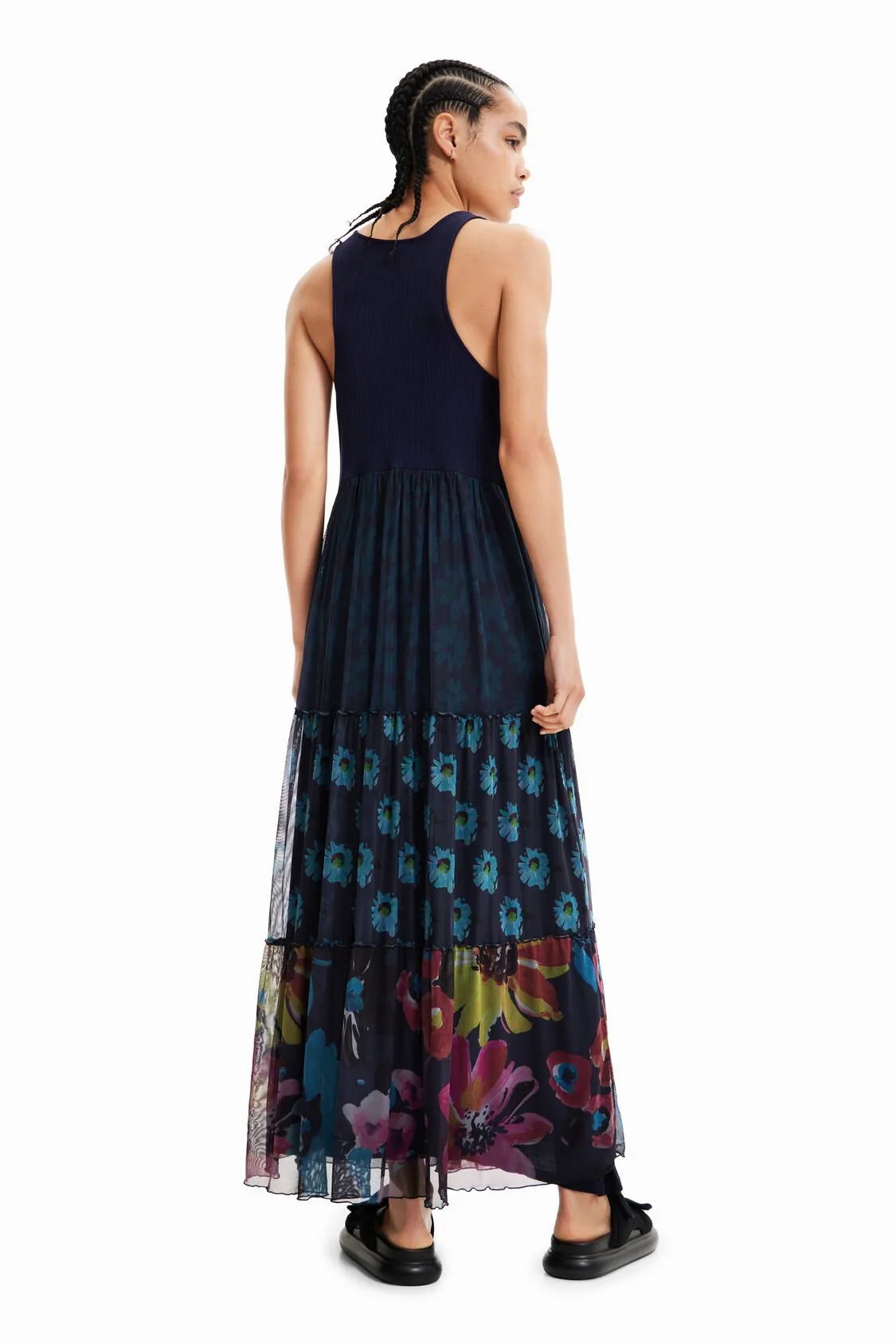 Long combination tulle dress women