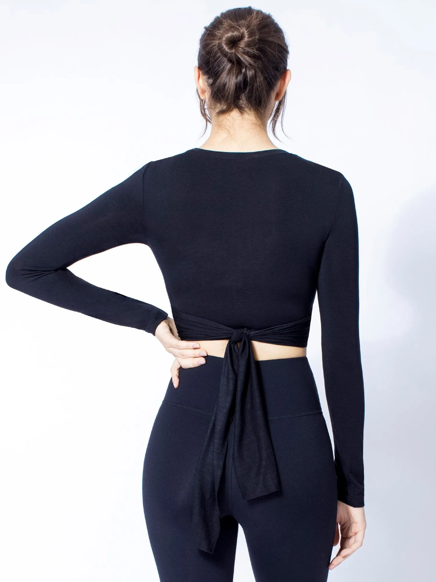 LONG SLEEVE CT WRAP TEE, BLACK