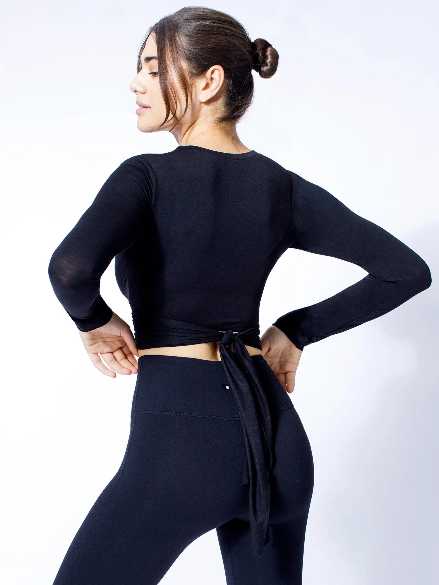 LONG SLEEVE CT WRAP TEE, BLACK
