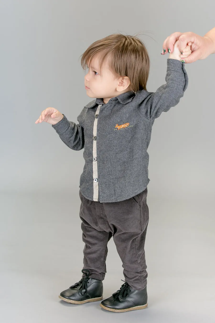 Long Sleeve Fox Shirt, Charcoal
