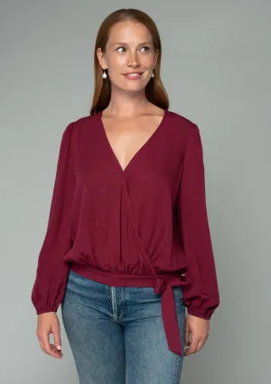 Long Sleeve Surplice Faux Wrap Top