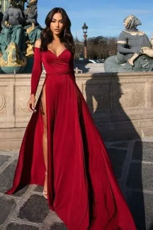 Long Sleeves Evening Dress with Off-the-shoulder
