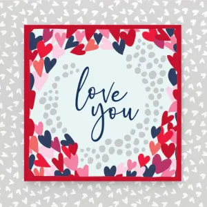 Love You Valentine's Hearts Red Pink Blue