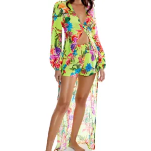 LULI TROPICS - Long Sleeve Duster Blouse Top