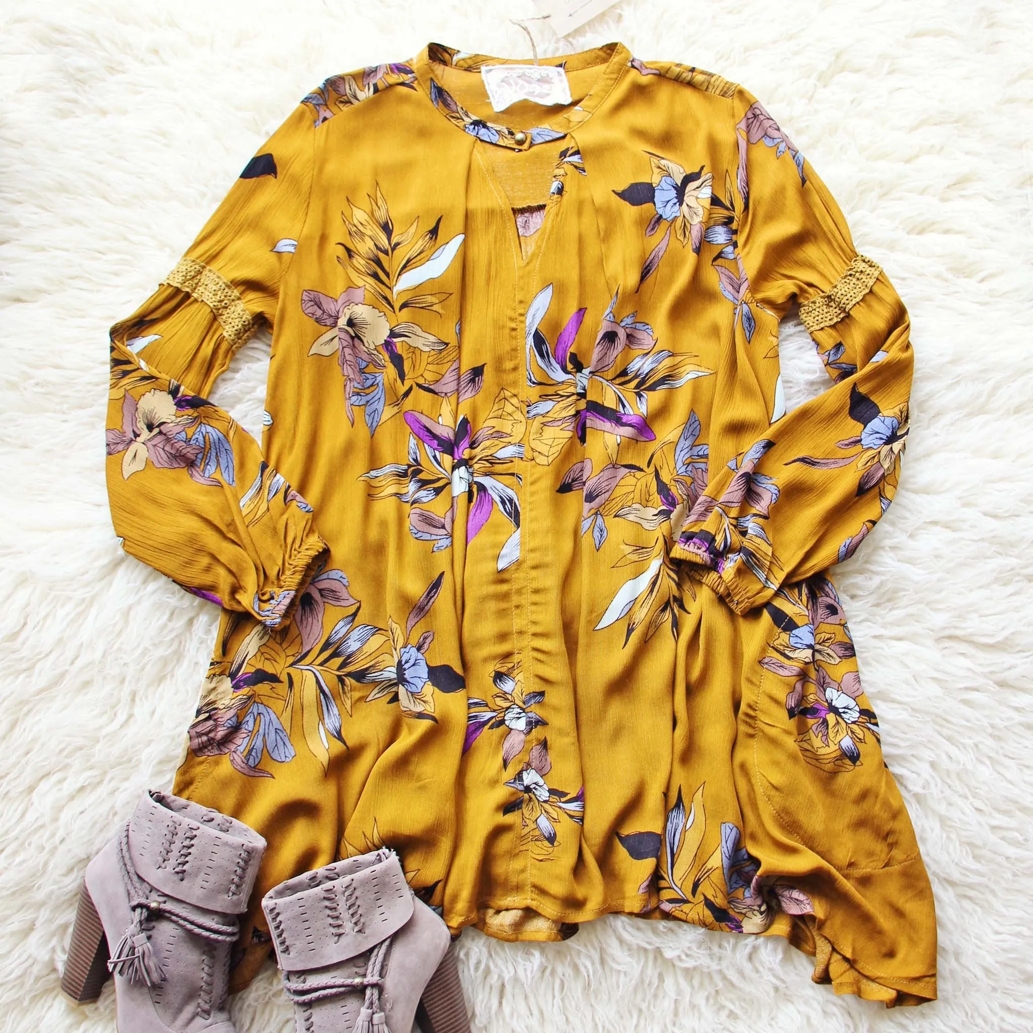 Lune & Stars Tunic Dress in Mustard