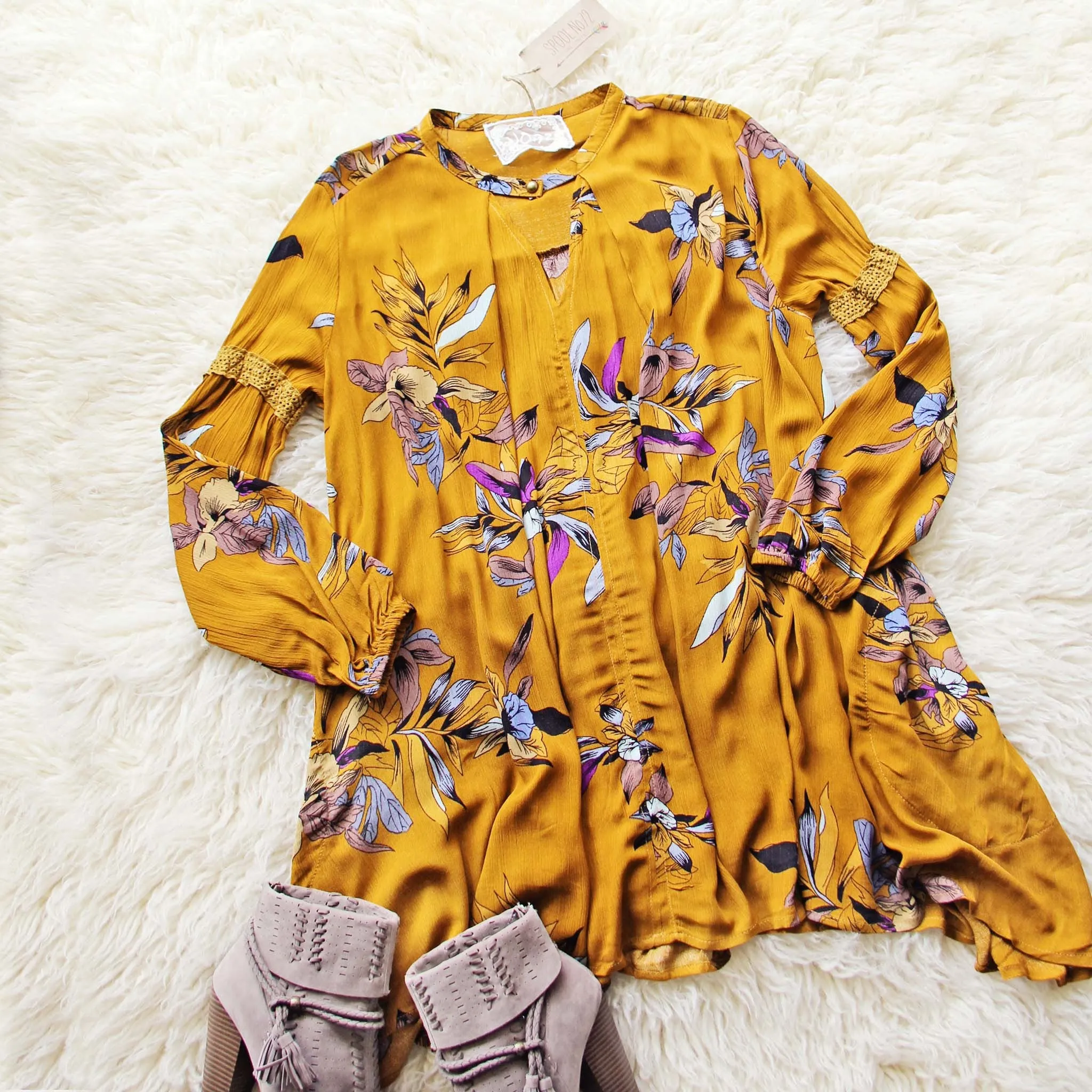 Lune & Stars Tunic Dress in Mustard