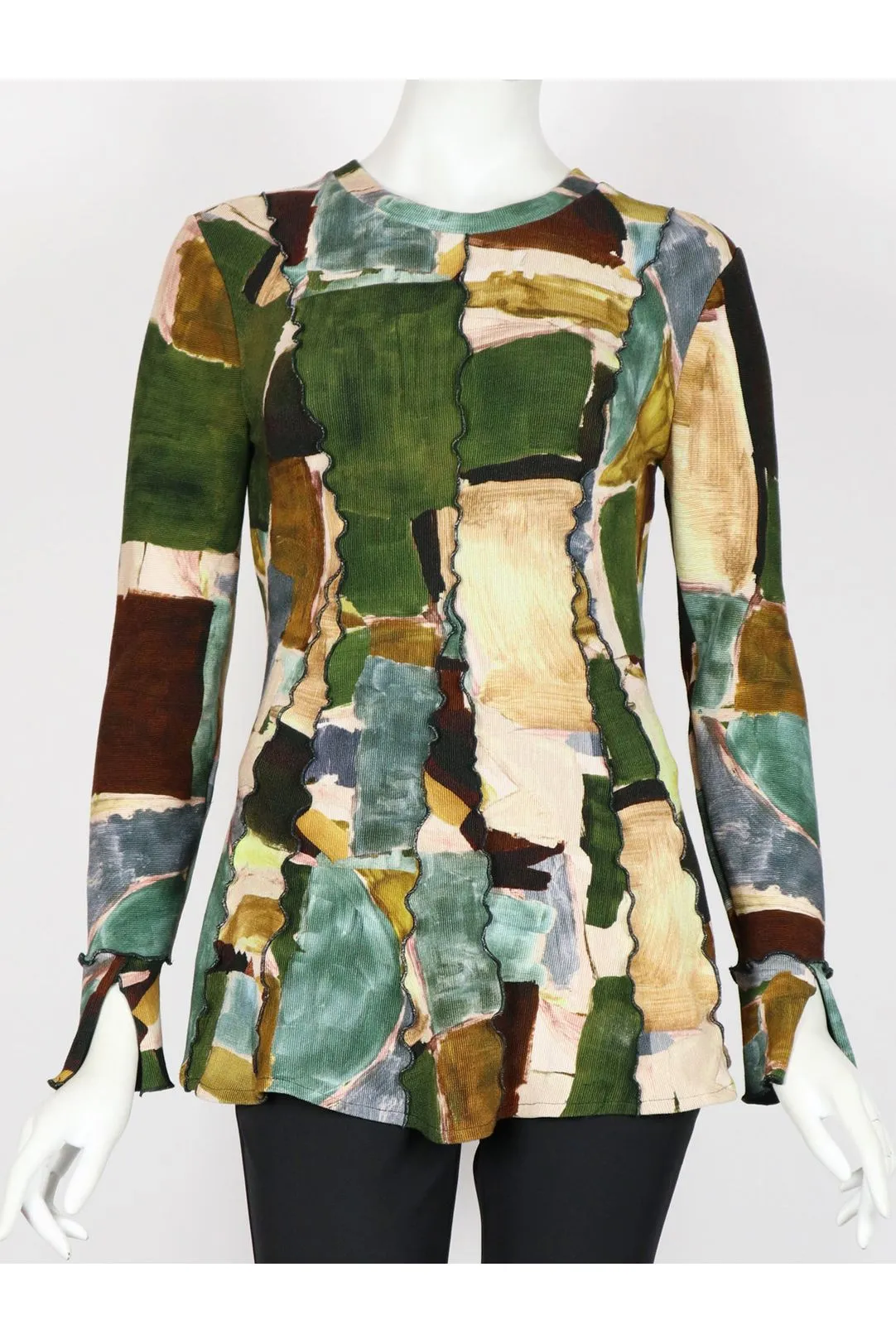 LUPE Tunic Printed Ribbed Sweater With Long Slevees