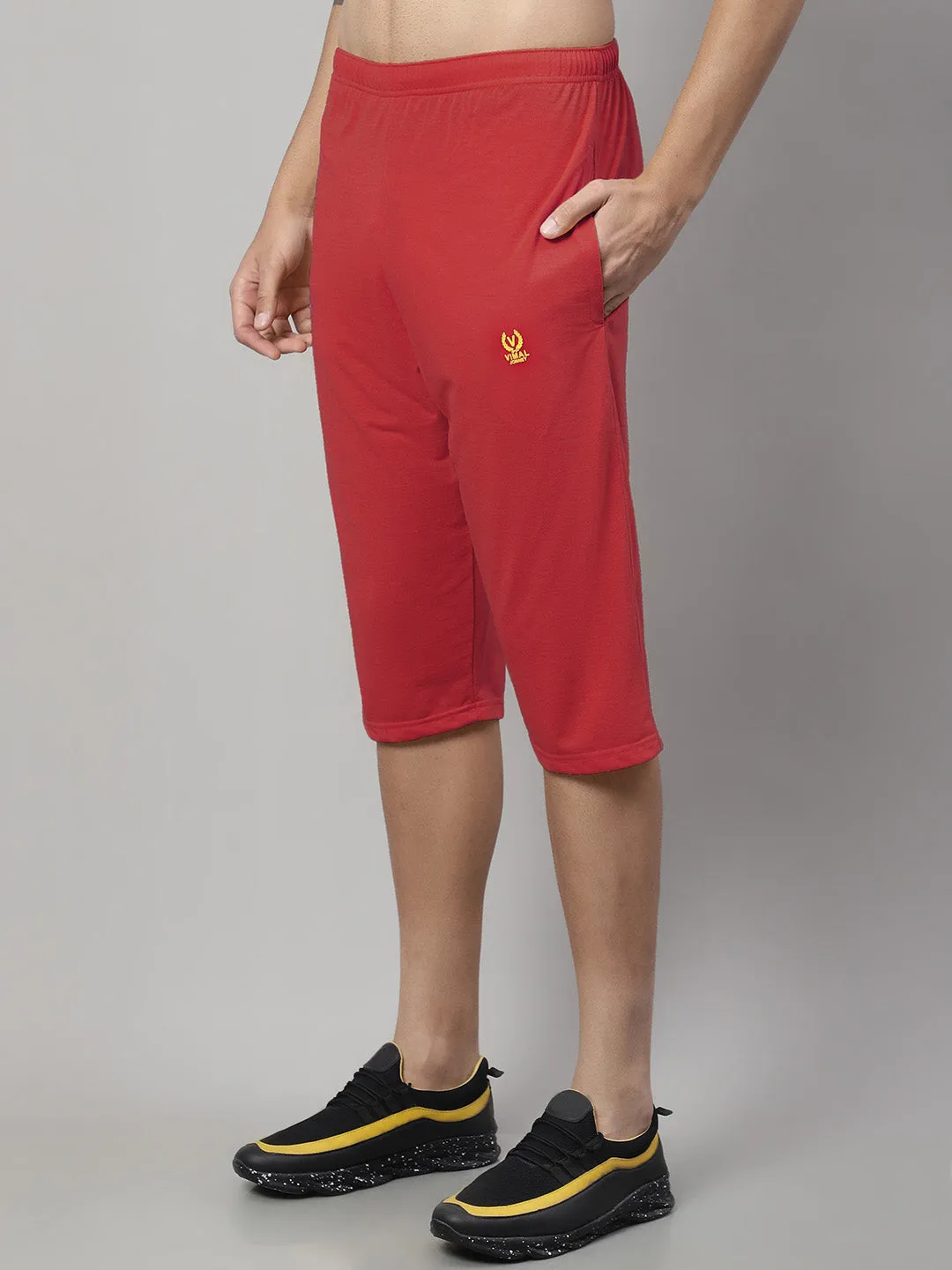 Mack Jonney Red Regular fit Cotton Capri for Men
