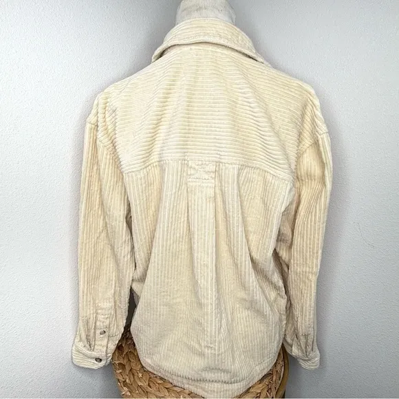 Madewell Corduroy Half-Zip Sweatshirt Cream Alabaster  Popover shirt jacket