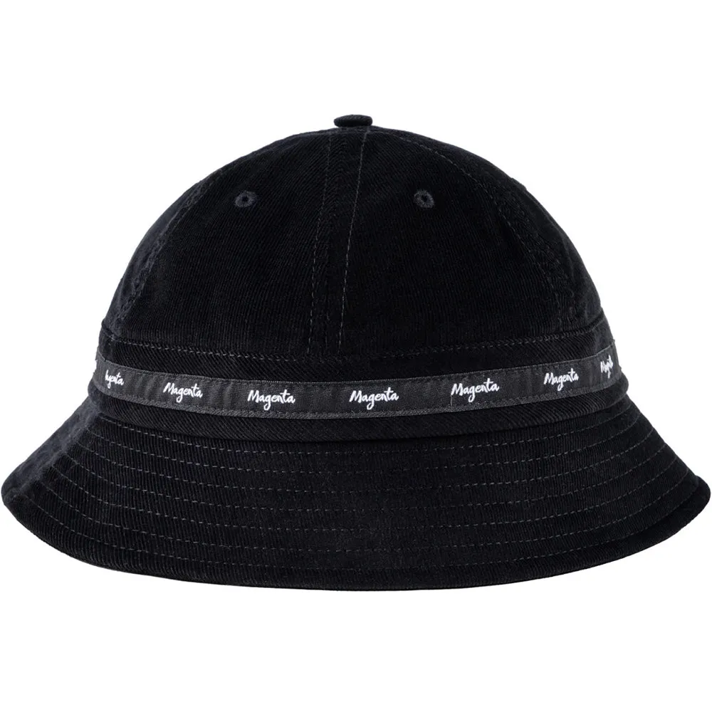Magenta Script Cord Bucket Hat Black