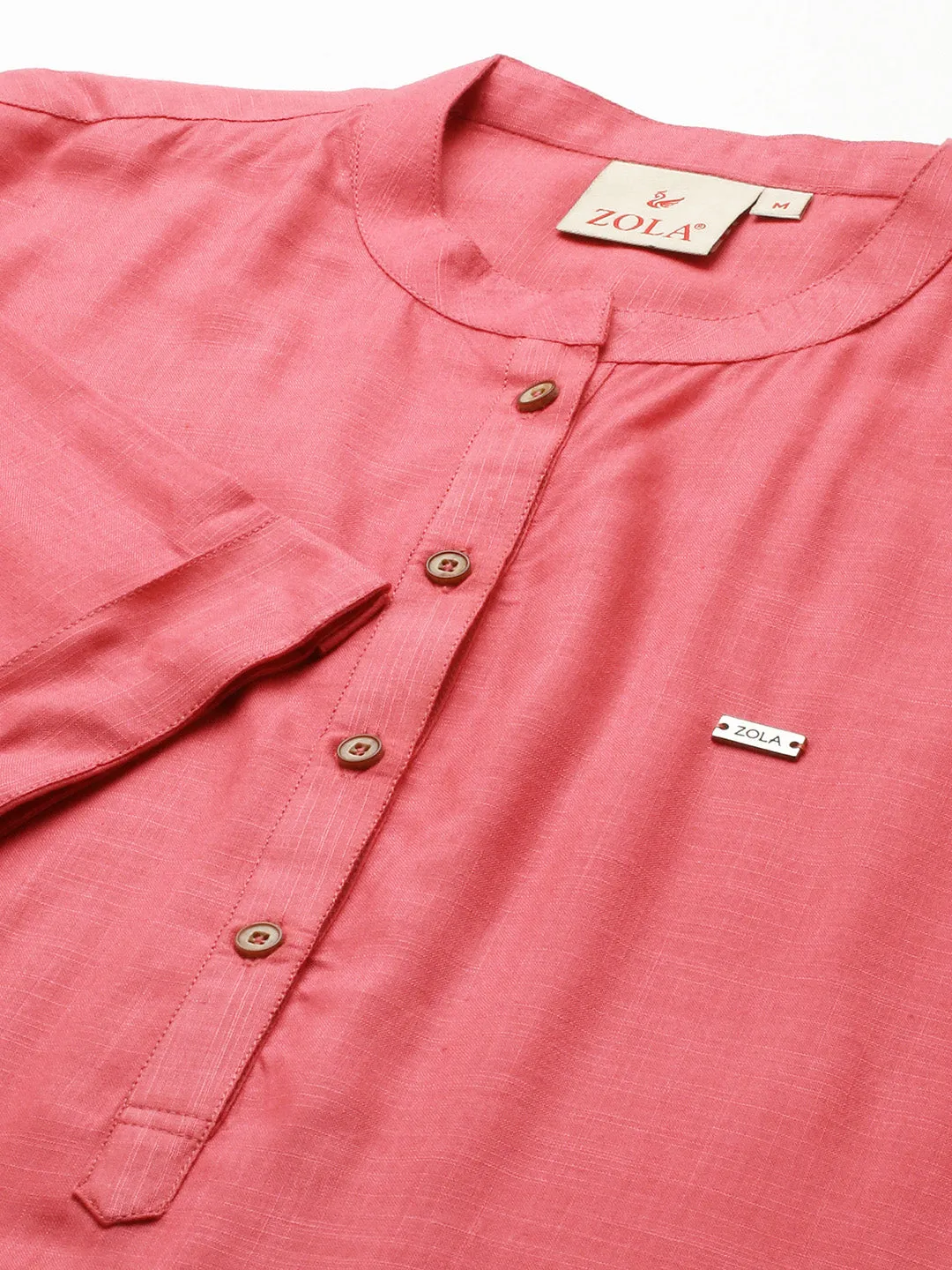 Mandarin Collar Rayon Solid Onion Straight Tunic For Women - ZOLA