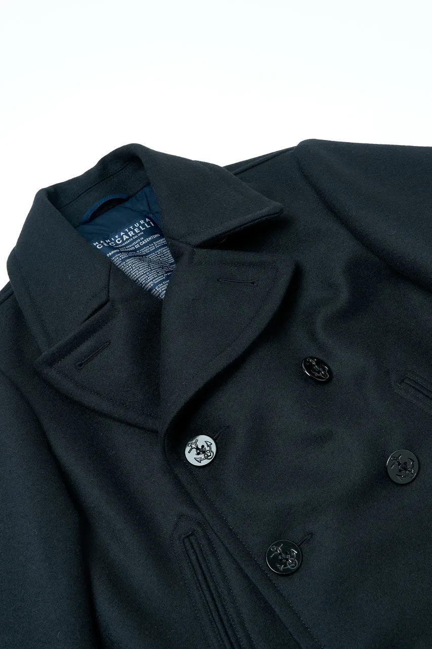 Manifattura Ceccarelli Pea Coat Panno Stia Navy