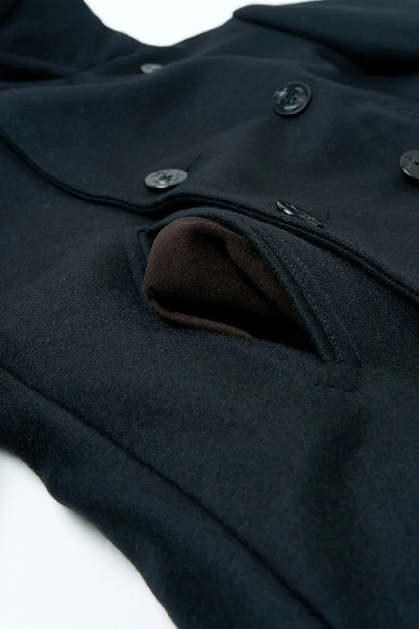 Manifattura Ceccarelli Pea Coat Panno Stia Navy