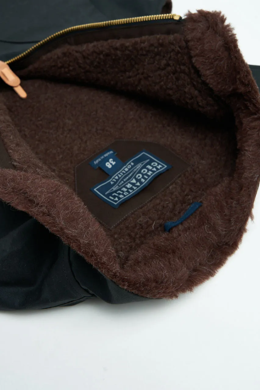 Manifattura Ceccarelli Waxed Mountain Vest Wool Teddy Fur Black