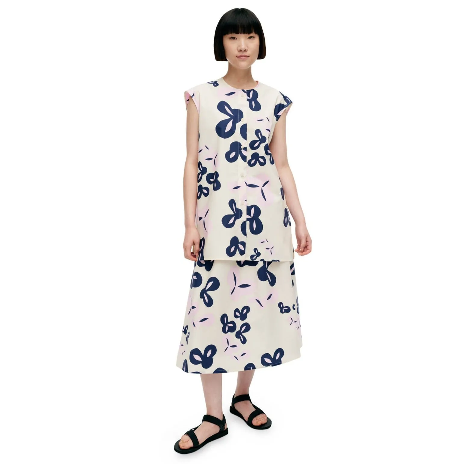 Marimekko Pudas Poiminto Tunic, Light Pink & Dark Navy