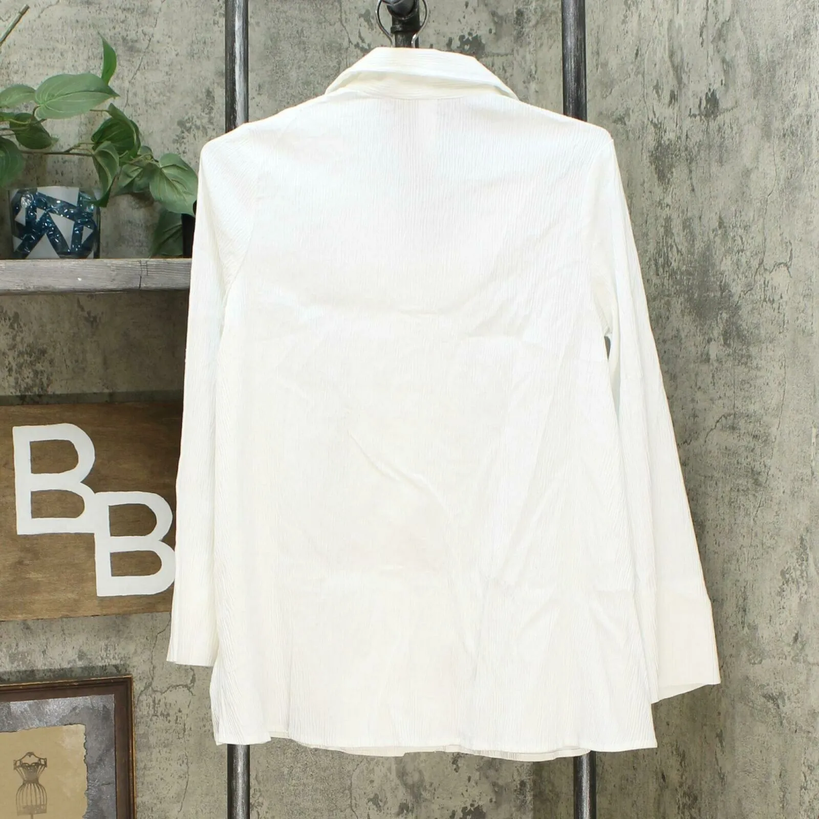 MarlaWynne Women's Button Down Textured Easy Shirt Pure White Small