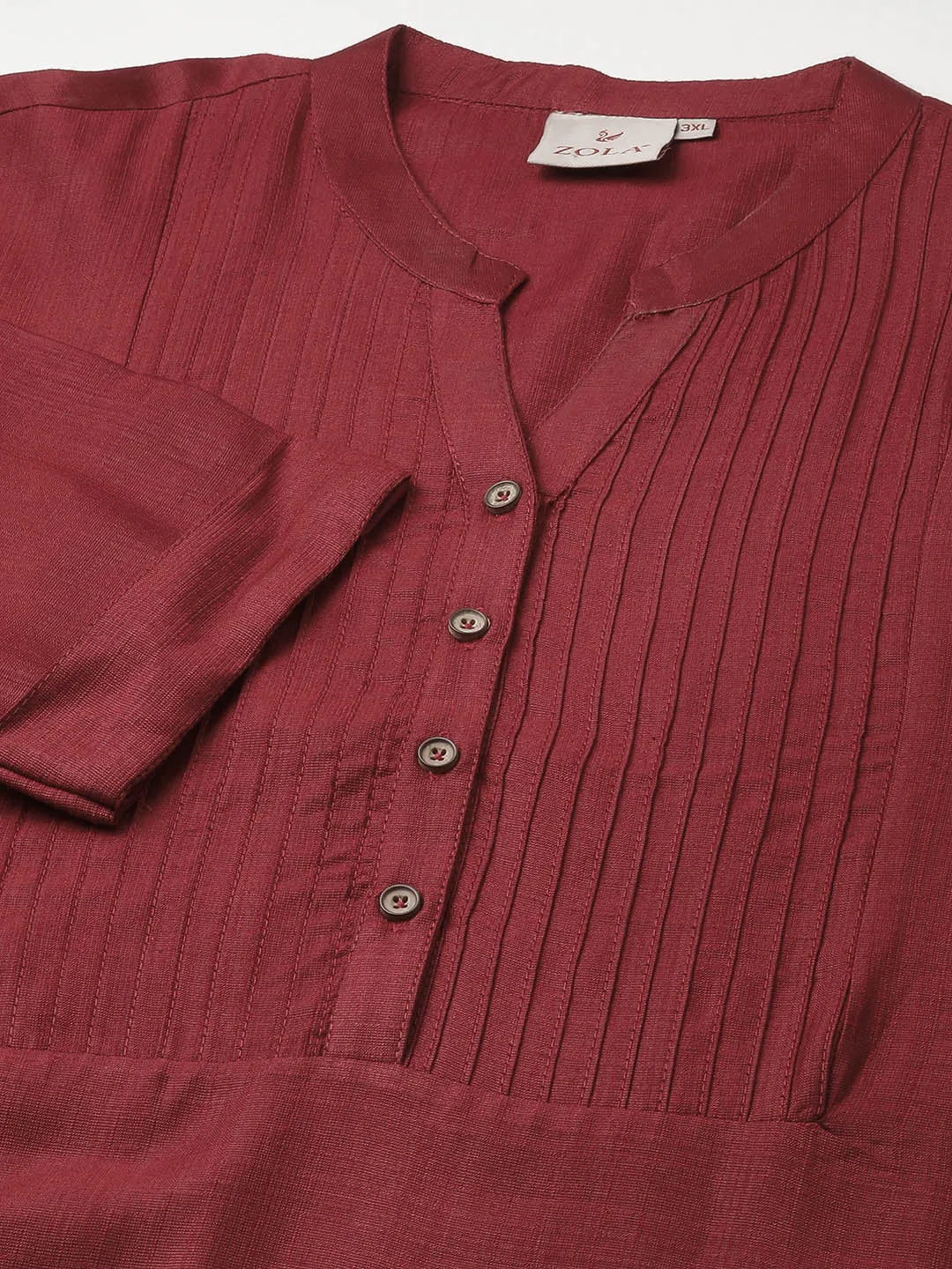 Maroon Comfort Fit Rayon Tunics for Women Online India Hip Length Straight - Zola