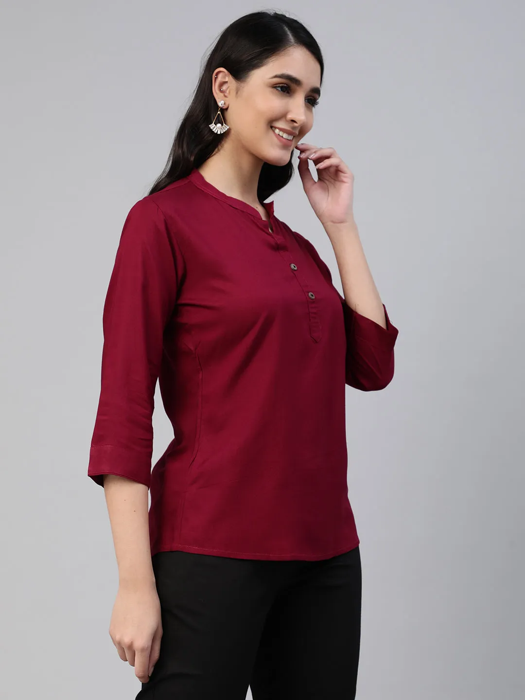 Maroon Woven Rayon Tunic #430