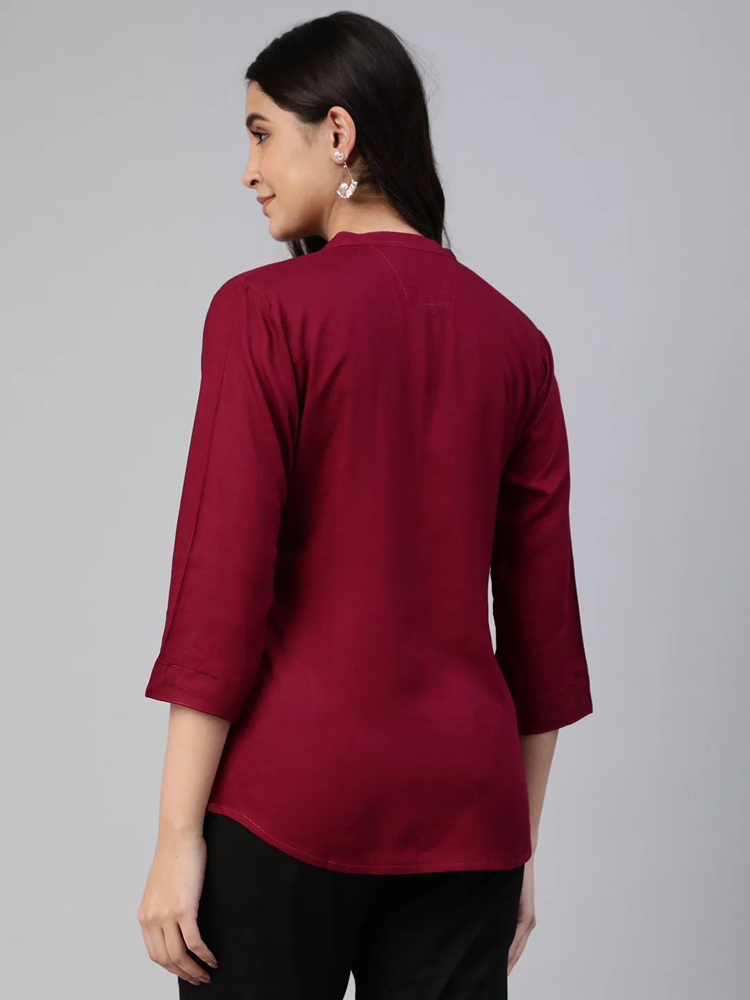 Maroon Woven Rayon Tunic #430
