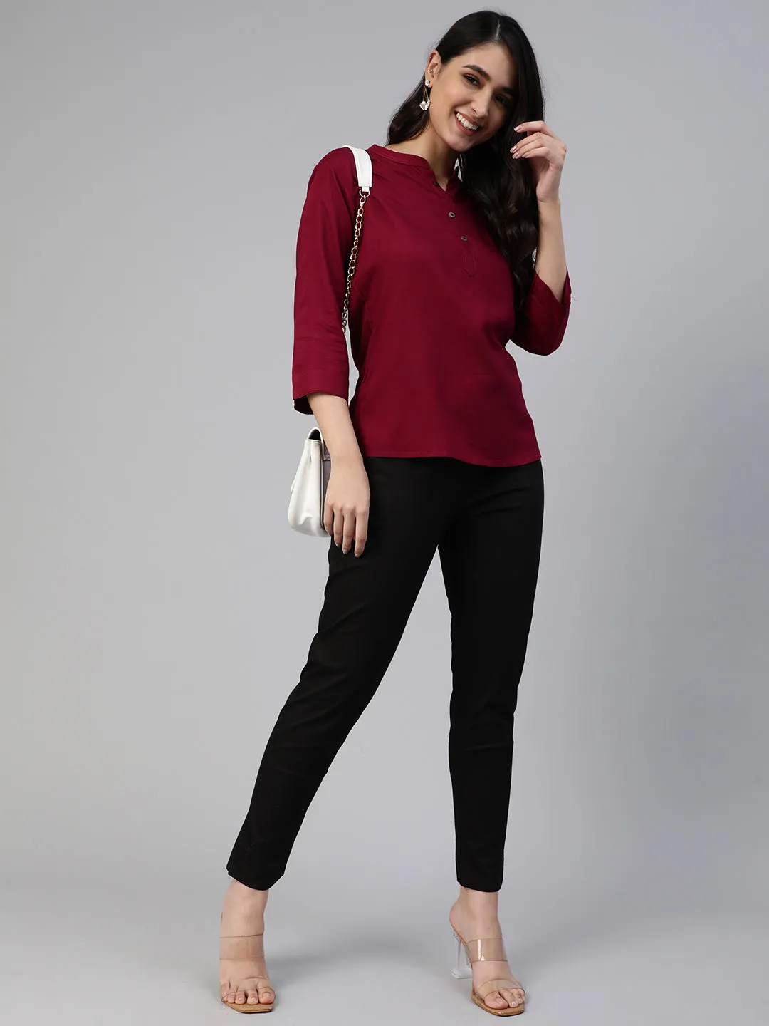 Maroon Woven Rayon Tunic #430