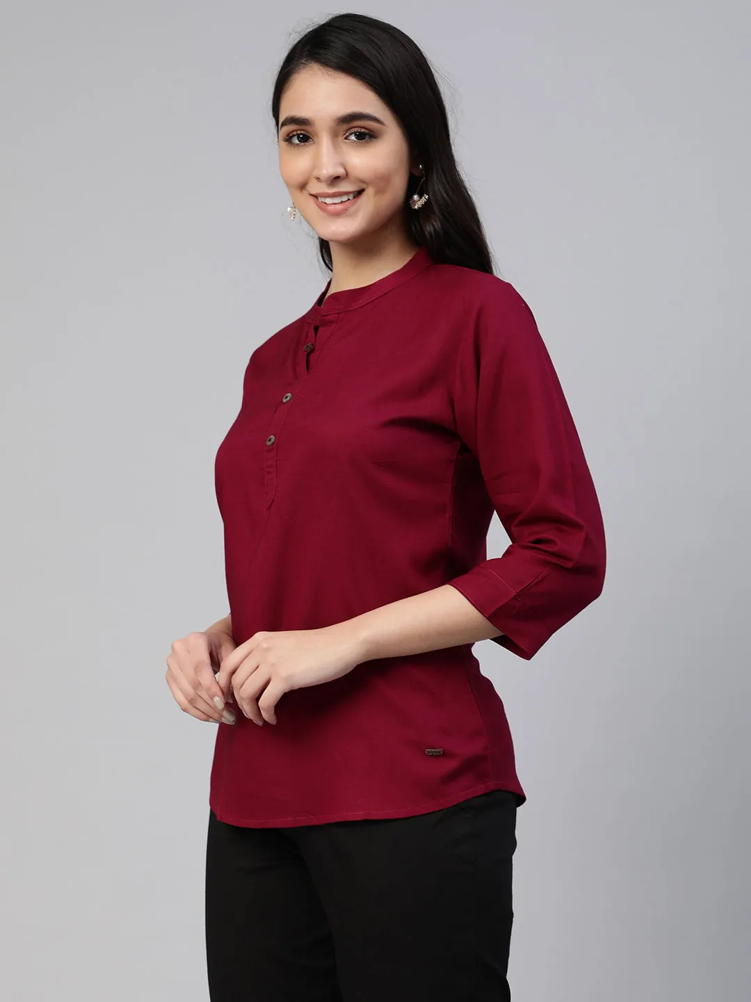 Maroon Woven Rayon Tunic #430