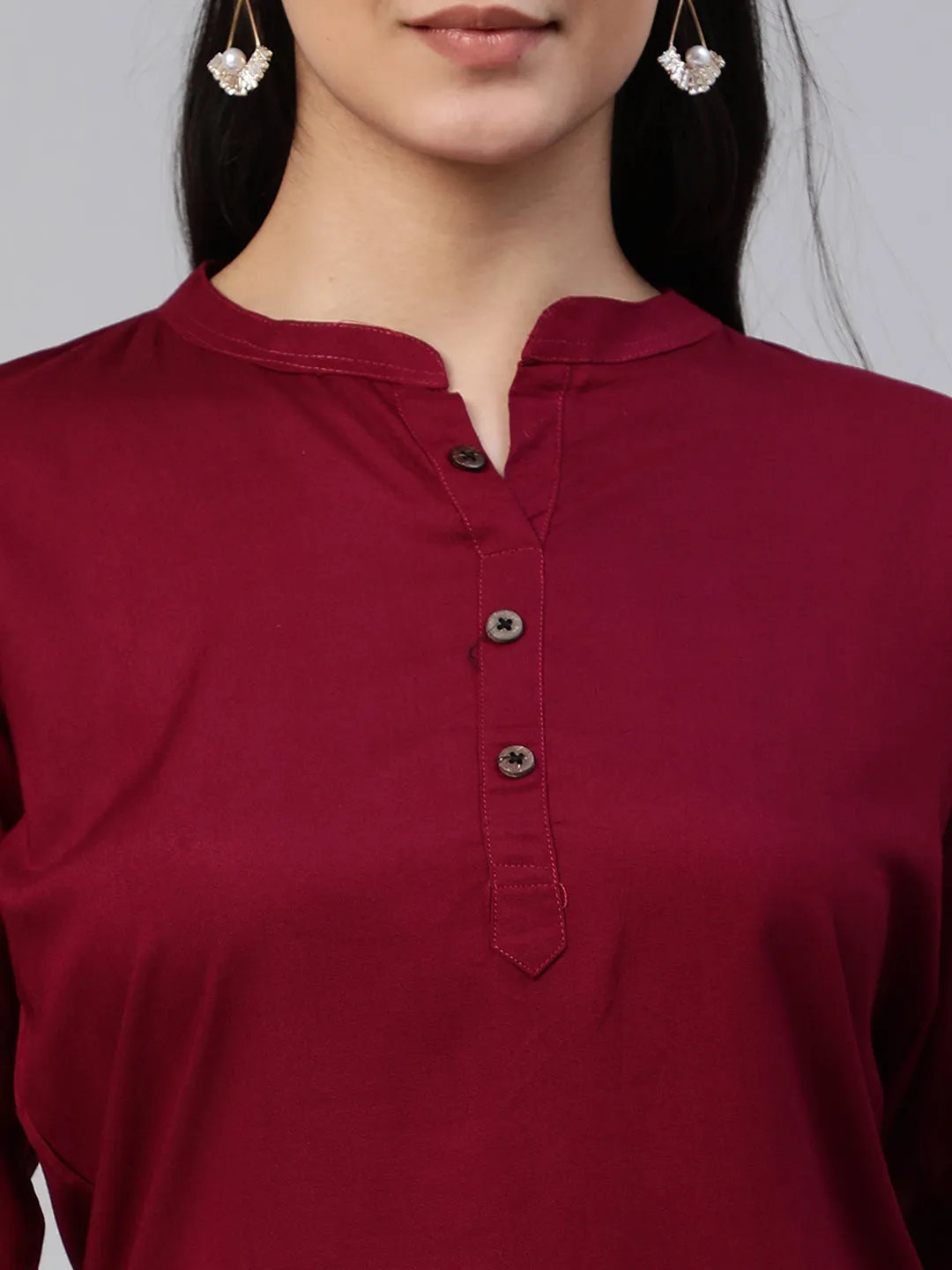 Maroon Woven Rayon Tunic #430
