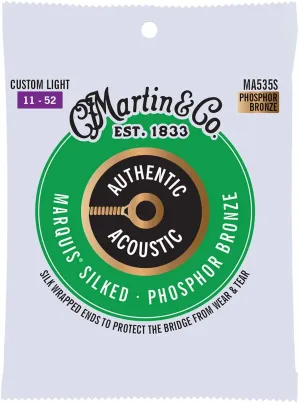 MARTIN MA535S CUSTOM LIGHT 11 - 52 PHOSPHOR BRONZE AUTHENTIC ACOUSTIC MARQUIS® SILKED GUITAR STRINGS