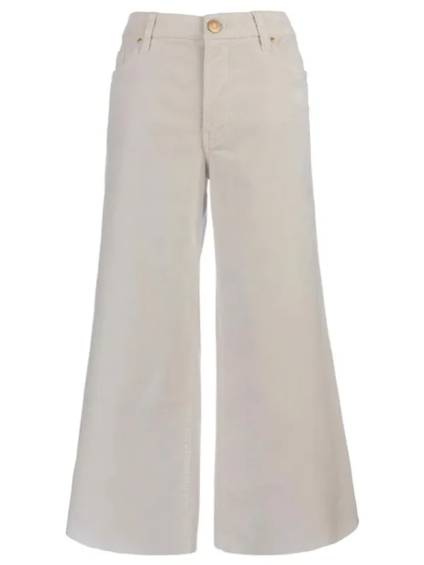 Meg High Rise Fab Ab Wide Leg Raw Hem - Ecru